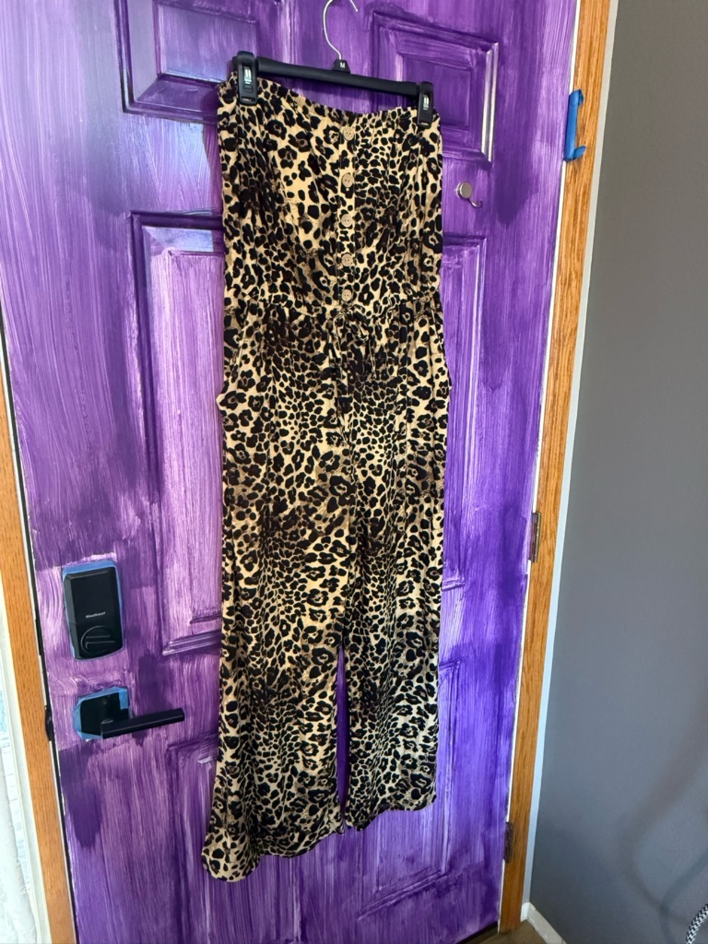 No Boundaries Strapless Leopard Print Jumpsuit - Tan & Black - Picture 2 of 5